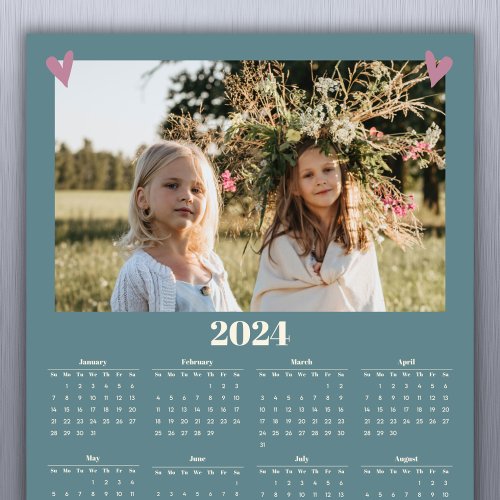 2024 Family Photo Calendar Magnet Green
