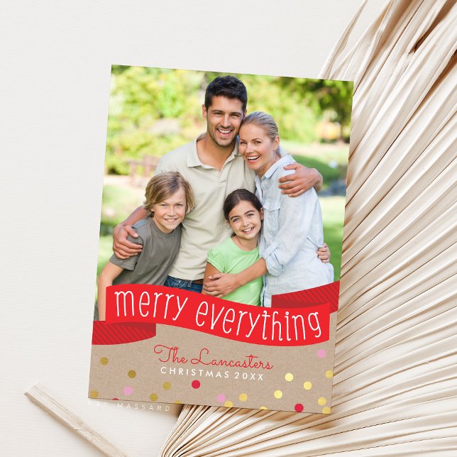 2024 FAMILY PHOTO cute confetti merry everything Holiday Card (Creator Uploaded)