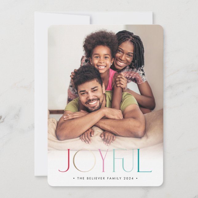 2024 FAMILY PHOTO modern minimalist JOYFUL colors Announcement (Front)