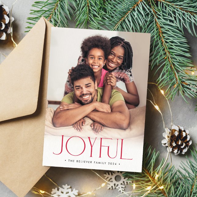 2024 FAMILY PHOTO modern minimalist JOYFUL red Announcement (Creator Uploaded)