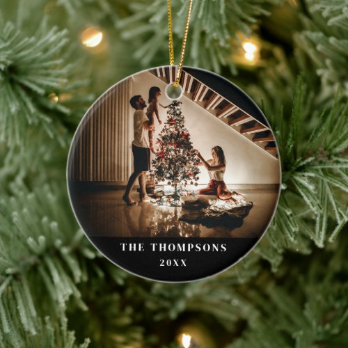 2024 Family Photo Picture On Both Sides Christmas Ceramic Ornament