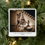 2024 Family Photo Picture On Both Sides Christmas Ceramic Ornament<br><div class="desc">Capture the essence of your family’s holiday spirit with our 2024 Family Photo Picture On Both Sides Christmas Ceramic Ornament. This personalized ornament allows you to showcase your favorite family photos on both the front and back, creating a cherished keepsake that celebrates your loved ones. With its simple, minimal, and...</div>