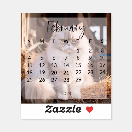 2024 february planner calendar pet photo sticker