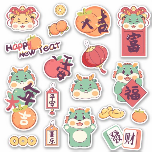 2024 Festive Dragon Chinese Lunar New Year Sticker (Front)