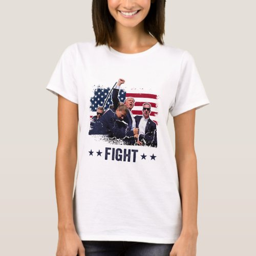 2024 Fight Fist Rally Trump Rally 2024 American Fl T_Shirt