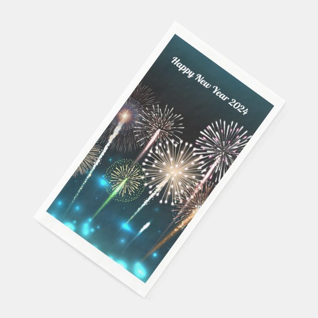 2024 Fireworks  Happy New Year Paper Guest Towels (Corner)