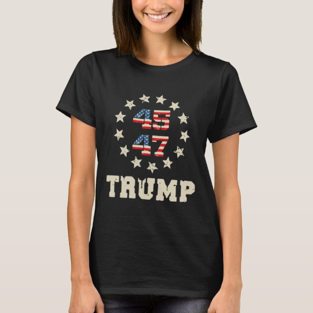 2024 Flag (on Back) Take America Back Trump Flag 4 T-Shirt (Front)