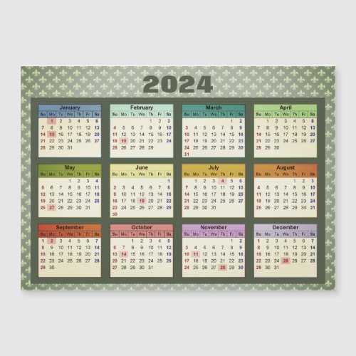 2024 Fleur de Lis Magnetic Calendar