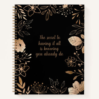 2024 Floral Gold & Black Notebook Quote