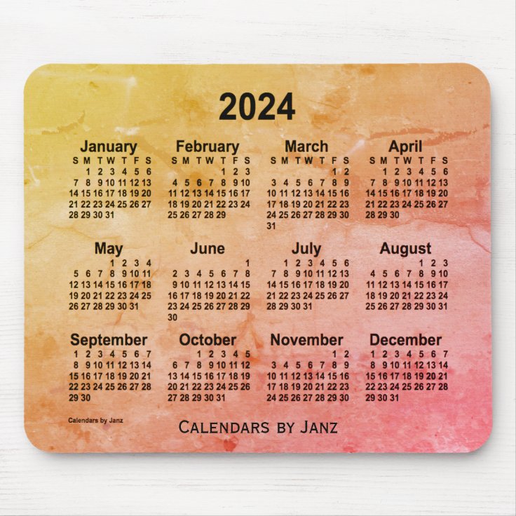 2024 Foiled Gray Calendar by Janz Mouse Pad Zazzle