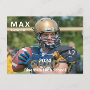 2024 Football Photo Graduation Announcement Postcard
