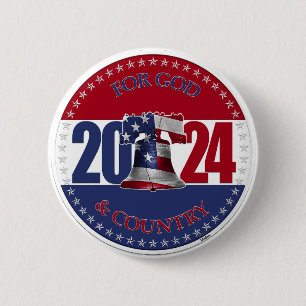 2024 For God and Country Liberty Bell Button