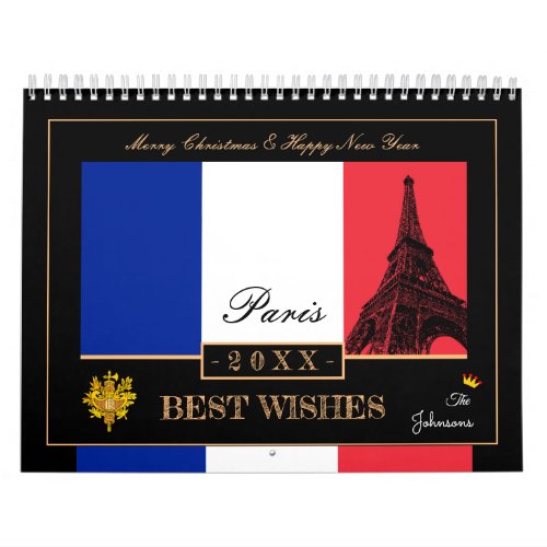 2024 French Flag  Eiffel Happy New Year France Calendar