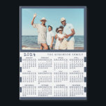 2024 Fridge Magnet Calendar Family Name and Photo<br><div class="desc">This personalized 2024 family photo calendar magnet with a blue and white background is easy to customize with your personal picture and Family name using the template. It's a lovely idea for beach house or a yacht. Make your own calendar as a practical gift for family, couples, grandparents, friends, workmates,...</div>