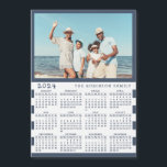 2024 Fridge Magnet Calendar Family Name and Photo<br><div class="desc">This personalized 2024 family photo calendar magnet with a blue and white background is easy to customize with your personal picture and Family name using the template. It's a lovely idea for beach house or a yacht. Make your own calendar as a practical gift for family, couples, grandparents, friends, workmates,...</div>