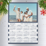 2024 Fridge Magnet Calendar Family Name and Photo<br><div class="desc">This personalized 2024 family photo calendar magnet with a blue and white background is easy to customize with your personal picture and Family name using the template. It's a lovely idea for beach house or a yacht. Make your own calendar as a practical gift for family, couples, grandparents, friends, workmates,...</div>