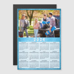 2024 Fridge Magnetic Calendar Family Photo Blue
