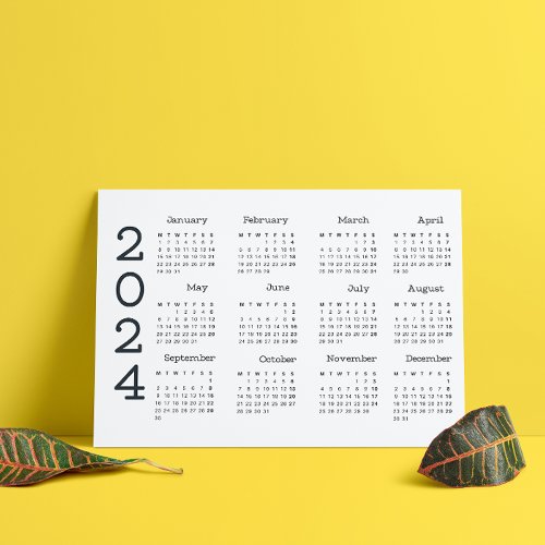 2024 Full Year Calendar Black And White Minimalist Program