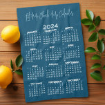 2024 Full Year Calendar - Let me check my Kitchen Towel<br><div class="desc">Blue and White - A minimal, basic 12 month calendar with a solid color background. The fonts are simple to read, and the colors can be changed. -------- If you open the customize area, it will take to you to an advanced design area where you can change the background color...</div>