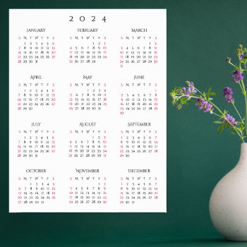 2024 Full Year Home Office Yearly Wall Calendar Poster by iCoolCreate at Zazzle