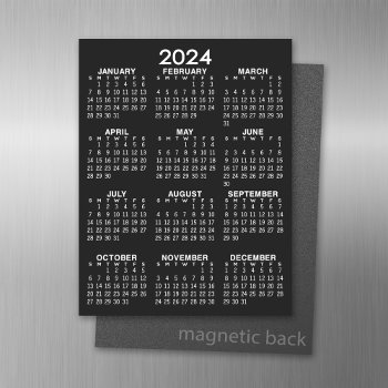 2024 Full Year View Calendar - Basic Black Minimal Magnetic Dry Erase Sheet by BusinessStationery at Zazzle