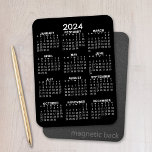 2024 Full Year View Calendar - Basic Minimal Magnet<br><div class="desc">Black and White - A minimal,  basic 12 month calendar with a solid color background. A standard look for your home office or school locker.</div>