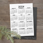 2024 Full Year View Calendar - Basic Minimal Magnetic Invitation<br><div class="desc">A basic 2024 calendar in black and white. A standard look for your home office or school locker. A simple full year at a glance calendar to use all year long.</div>