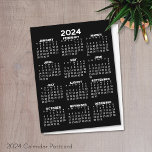 2024 Full Year View Calendar - Basic Minimal Postc Postcard<br><div class="desc">A 2024 basic calendar in black and white. A standard look for your home office or school locker. A simple full year at a glance calendar to use all year long.</div>