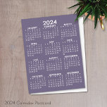 2024 Full Year View Calendar - Basic Minimal  Postcard<br><div class="desc">A 2024 basic calendar in black and white. A standard look for your home office or school locker. A simple full year at a glance calendar to use all year long.</div>