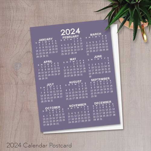 2024 Full Year View Calendar _ Basic Minimal  Postcard