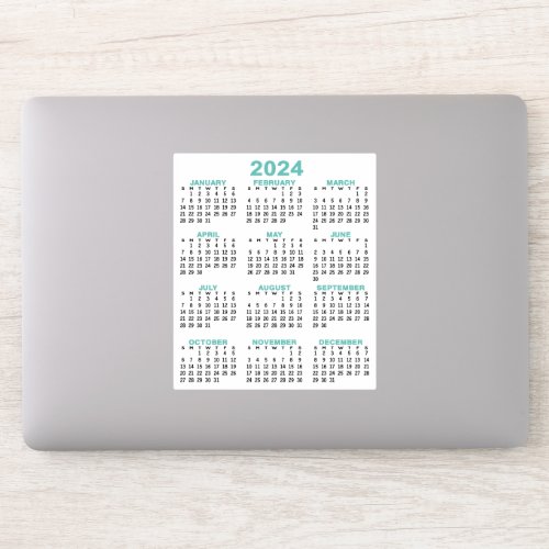 2024 Full Year View Calendar _ Basic Minimal Sticker