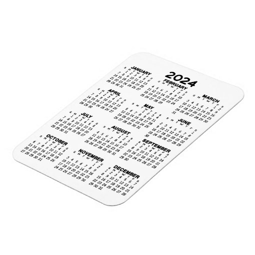2024 Full Year View Calendar Basic White Minimal Zazzle