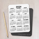 2024 Full Year View Calendar - Basic White Minimal Magnet<br><div class="desc">2024 Black and White - A minimal, basic 12 month calendar with a solid color background. A standard look for your home office or school locker. The fonts are simple to read, and the colors can be changed. If you open the customize area, it will take to you to an...</div>