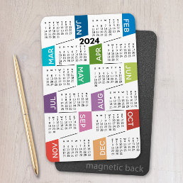 2024 Full Year View Calendar - fun and colorful Magnet