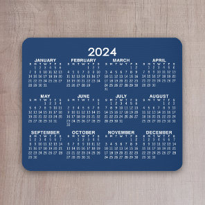 2024 Full Year View Calendar - horizontal - Blue Mouse Pad