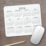 2024 Full Year View Calendar - horizontal - Gray Mouse Pad<br><div class="desc">Gray and White - A minimal, basic 12 month calendar with a solid color background. A standard look for your home office or school locker. The fonts are simple to read, and the colors can be changed. -------- If you open the customize area, it will take to you to an...</div>