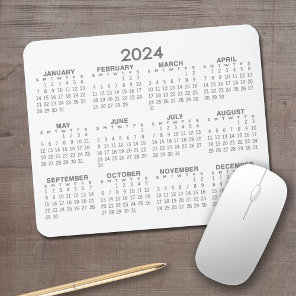 2024 Full Year View Calendar - horizontal - Gray Mouse Pad