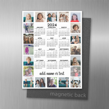 2024 Full Year View Calendar With 20 Photos Magnetic Dry Erase Sheet by BusinessStationery at Zazzle