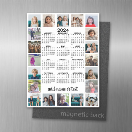 2024 Full Year View Calendar With 20 Photos Magnetic Dry Erase Sheet