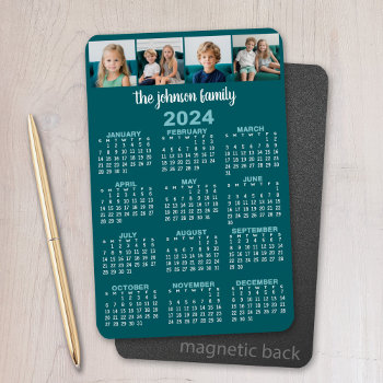 2024 Full Year View Calendar With 4 Photos Magnet by BusinessStationery at Zazzle