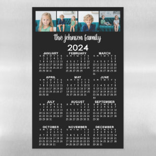 2024 Full Year View Calendar with 4 photos Magneti Magnetic Dry Erase Sheet