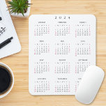 2024 Full Year Yearly Calendar Elegant Home Office Mouse Pad<br><div class="desc">Custom,  elegant script typography,  simple plain black and white,  yearly 2024 full year calendar,  dust and stain resistant mousepad with non-slip back,  for home and office. Makes a great custom gift for friends,  family,  peers,  co-workers,  for holidays,  christmas,  new years.</div>