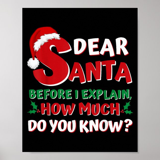 2024 Funny Christmas Shirts Kids Adults Santa I Ca Poster (Front)
