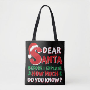 2024 Funny Christmas Shirts Kids Adults Santa I Ca Tote Bag