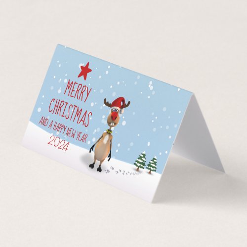 2024 Funny Reindeer Christmas New Year Tree
