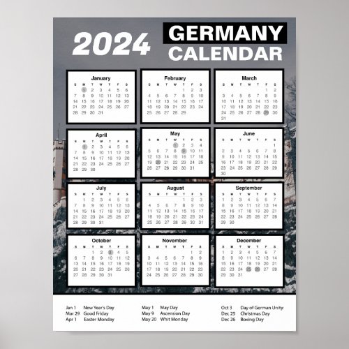 2024 Germany Calendar in English  Download Pdf  Poster