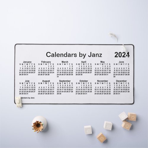 2024 Ghost White Large Print Calendar by Janz Desk Mat