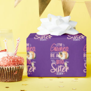 2024 Going to Be a Big Sister - Guinea Pig Pun Wrapping Paper