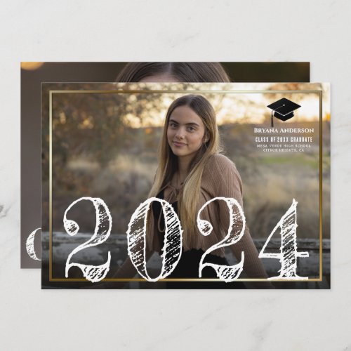 2024 Gold Border Graduation Photo Announcement