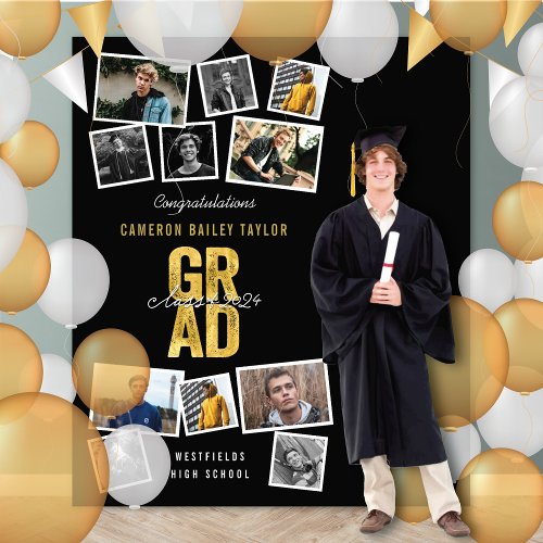 2024 Gold GRAD Graduation Party 11 Photo Backdrop